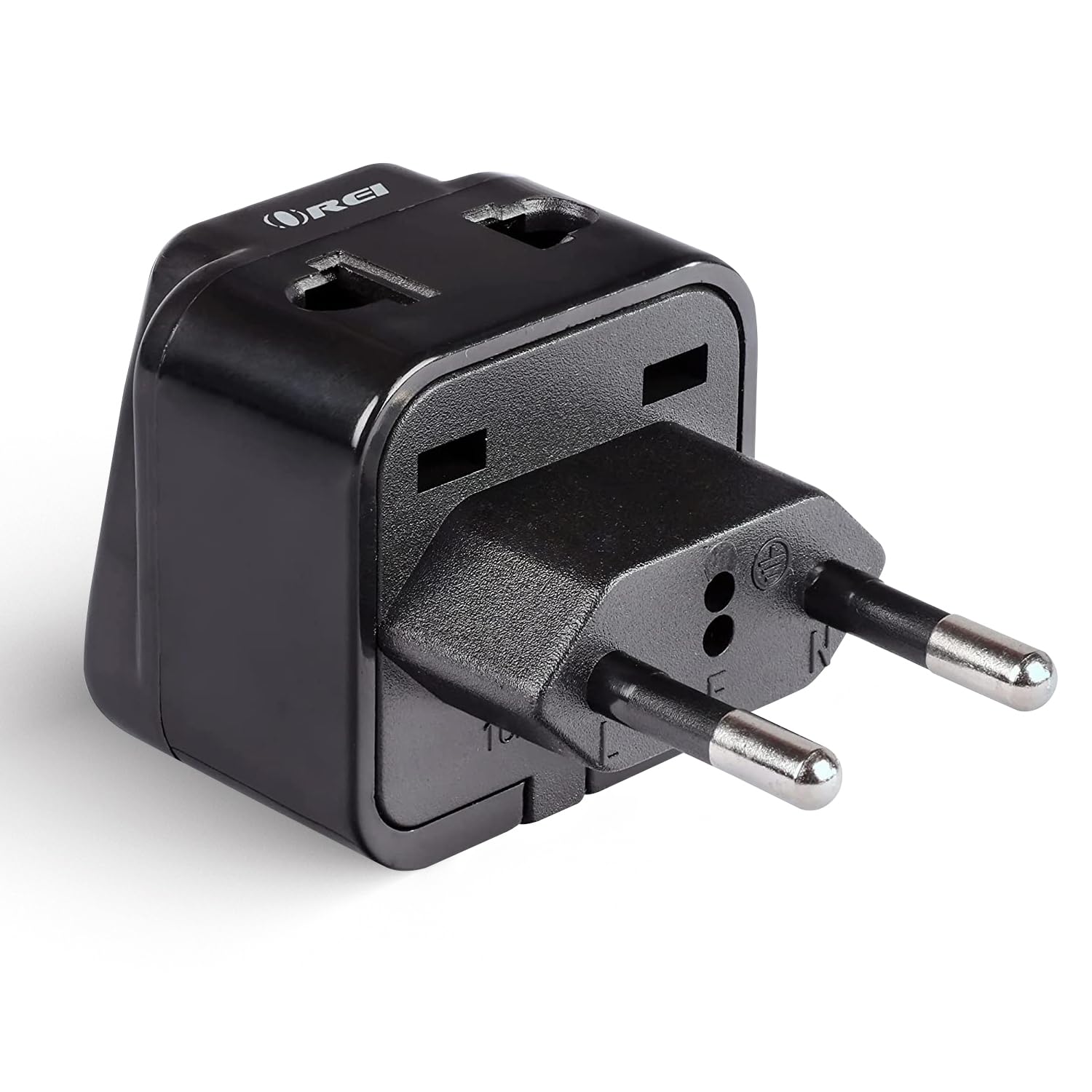 Orei India to Europe Adapter, Russia, Turkey & More - Type C - 2 in 1 - Perfect for Laptop, Camera Charger and More- CE, RoHS - Black - 5 Years Warranty