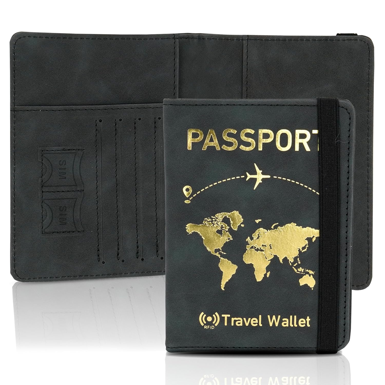 Storite RFID Blocking PU Leather Travel Passport Holder Cover Travel Storite RFID Blocking PU Leather Travel Passport Holder Cover Travel Wallet Organizers Passport Case Travel Document Organizer for Men & Women(Dark Grey-14.8 X 11 CM)