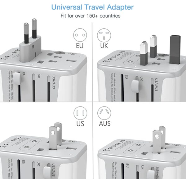 TESSAN Universal Power Adapter International Plug Adaptor with 4 USB Ports 1 USB C Travel Worldwide Essentials Wall Charger for US to Europe Germany France Spain Ireland AustraliaType CGAI