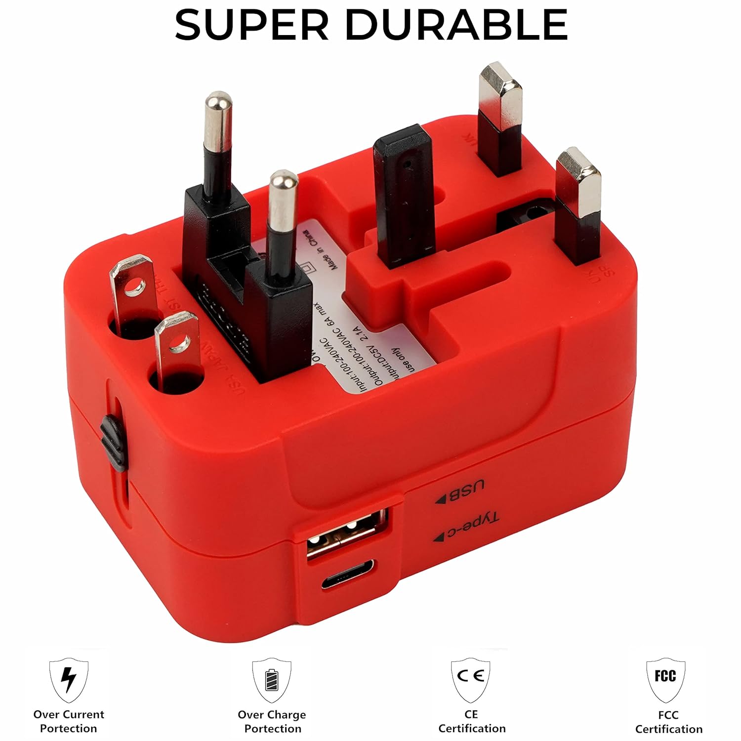 rts 224 Countries Universal Travel Adapter with USB C Type C USB International All in One Travel Adapter Universal Travel Essentials with 2.4A Universal Adaptor for Phone Laptop Mobile Tablet