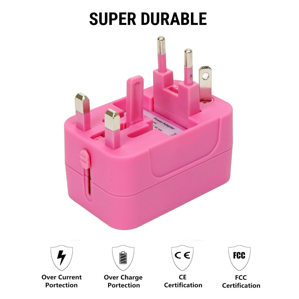 rts High Speed 25W Wall Charger Dual USB Universal Travel adapter International All in One Worldwide Travel Multi Plug cable with Build in Dual USB Charger for USA EU UK AUS Laptop smartphonePink