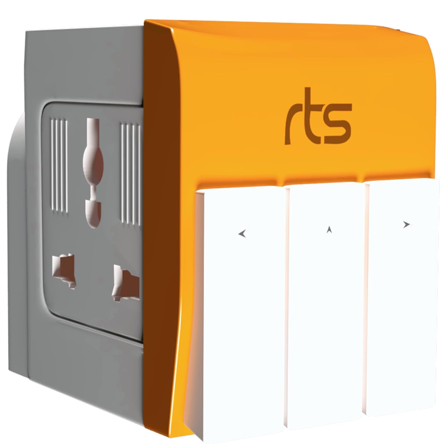 rts Universal Conversion Multiplug travel adapter with Individual Switch with rts Universal Conversion Multiplug travel adapter with Individual Switch with Spike Buster Fuse Protected | multiplug three pin plug socket |3 PIN 3 Way Plug for Home,Office and Industrial Uses Orange