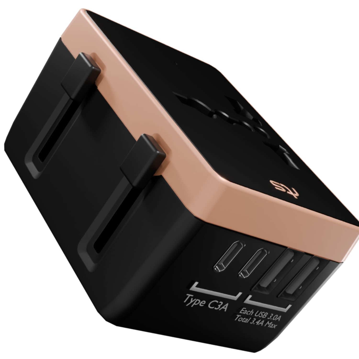 rts Universal Travel Adapter Charger Plug with Type C International All in One Travel Adapter Universal Travel Essentials with 2 USB 2 USB C 3.4A Universal Adaptor International Travel Adapter