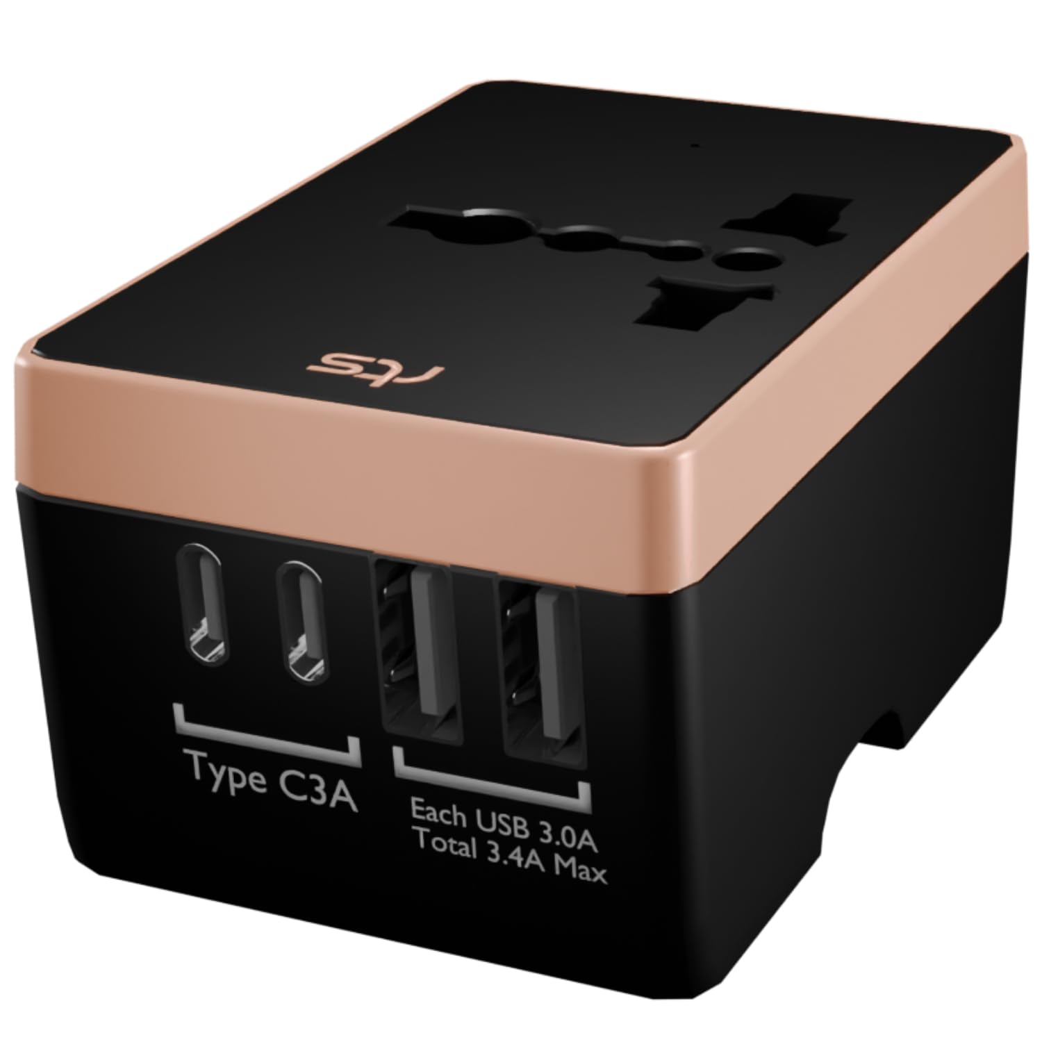 rts Universal Travel Adapter Charger Plug with Type C, International All in One Travel Adapter, Universal Travel Essentials with 2 USB, 2 USB-C 3.4A Universal Adaptor, International Travel Adapter