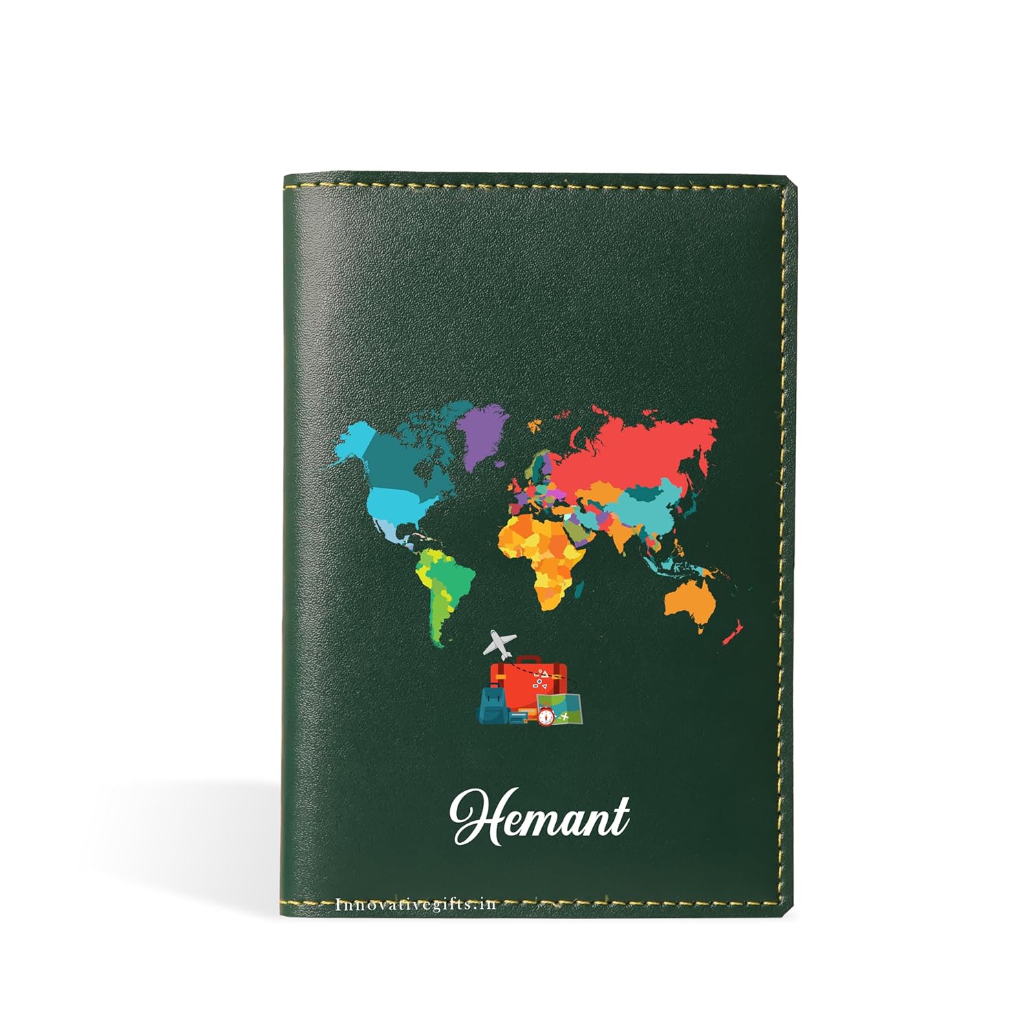 1735913577 Innovative Gifts Unisex Personalized Printed Passport Cover with Custom Name I Customized PU Leather Unique Travel Accessories Organizer I Classy Stylish Gift for Men Women Kids Olive