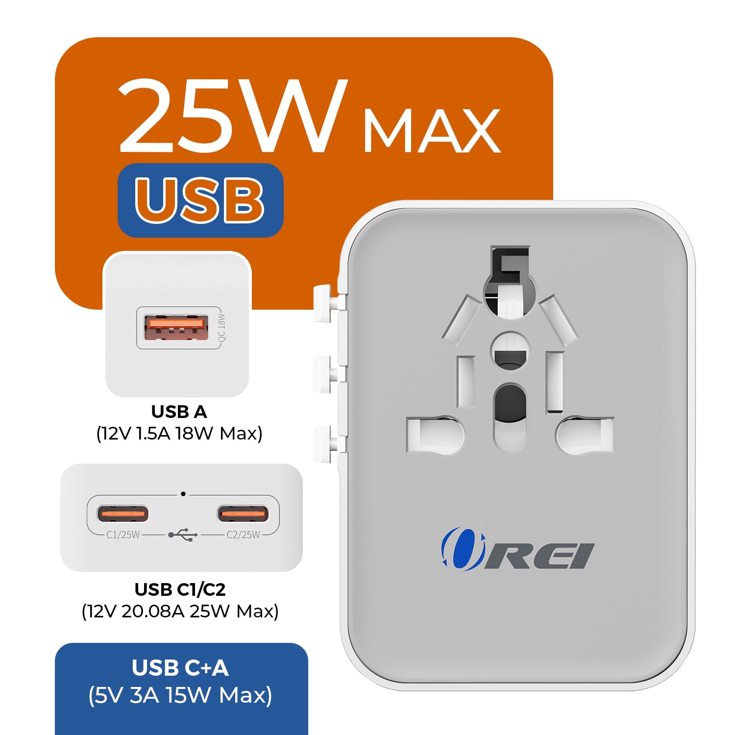 1735957064_OREI-25Watt-Universal-Charger-Adapter-2X-USBC-1XUSB-A-4-in-1-International-Travel-Adapter-10-Years-Warranty-Universal-Travel-Adapter-Compatible-150-Countries-Type-C-A-G-I-Compatible.jpg 1735957064 OREI 25Watt Universal Charger Adapter 2X USBC 1XUSB A 4 in 1 International Travel Adapter 10 Years Warranty Universal Travel Adapter Compatible 150 Countries Type C A G I Compatible