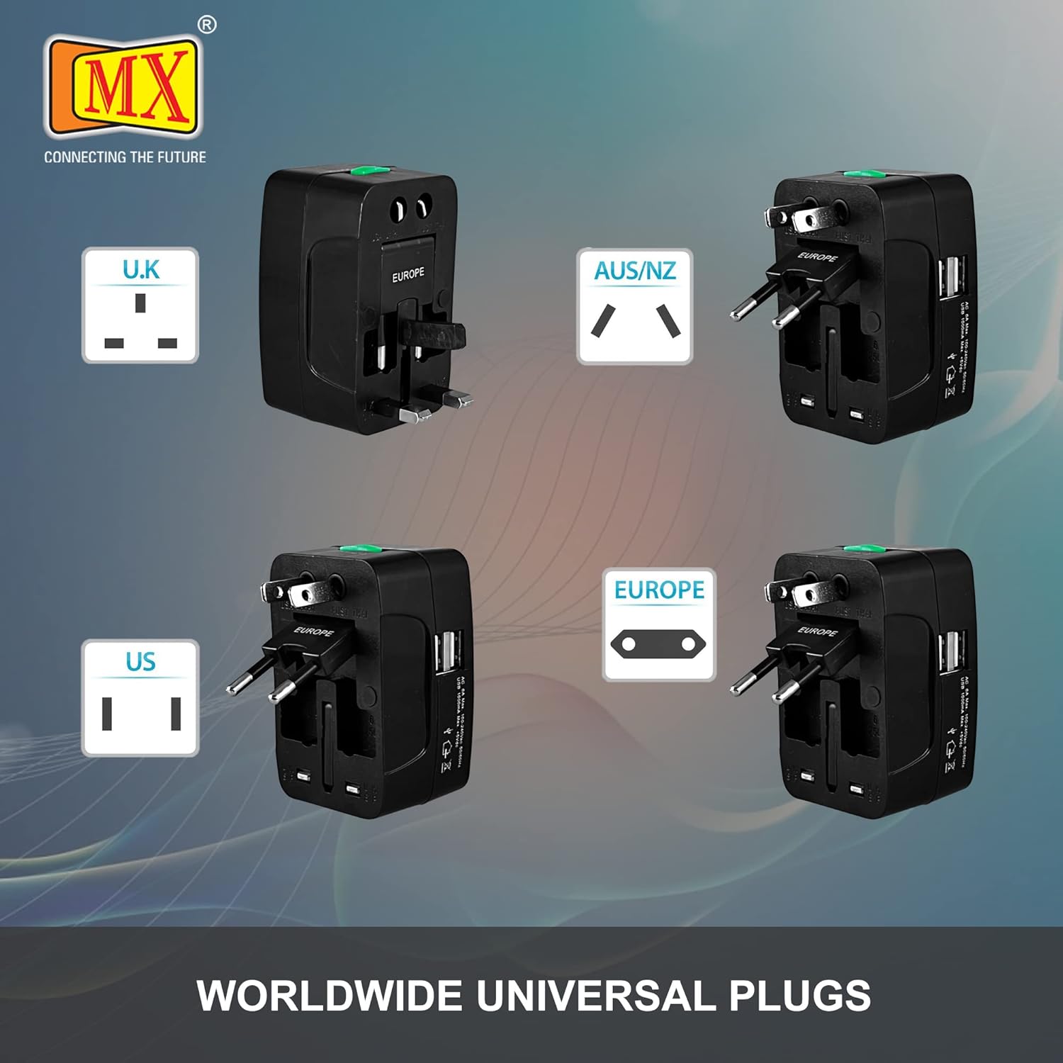 1736927183 MX Universal Travel Adapter Universal Socket with Multi USB Charger Ports International All in One Travel Charger Adapter