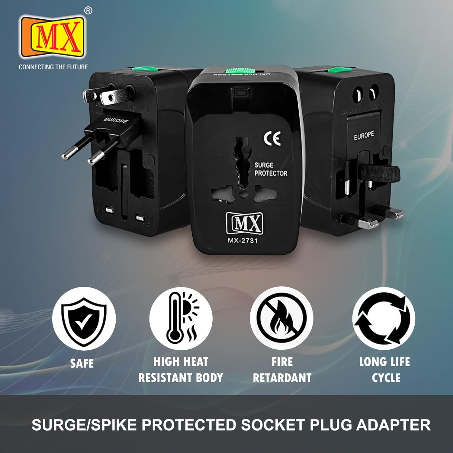 1736927185 MX Universal Travel Adapter Universal Socket with Multi USB Charger Ports International All in One Travel Charger Adapter