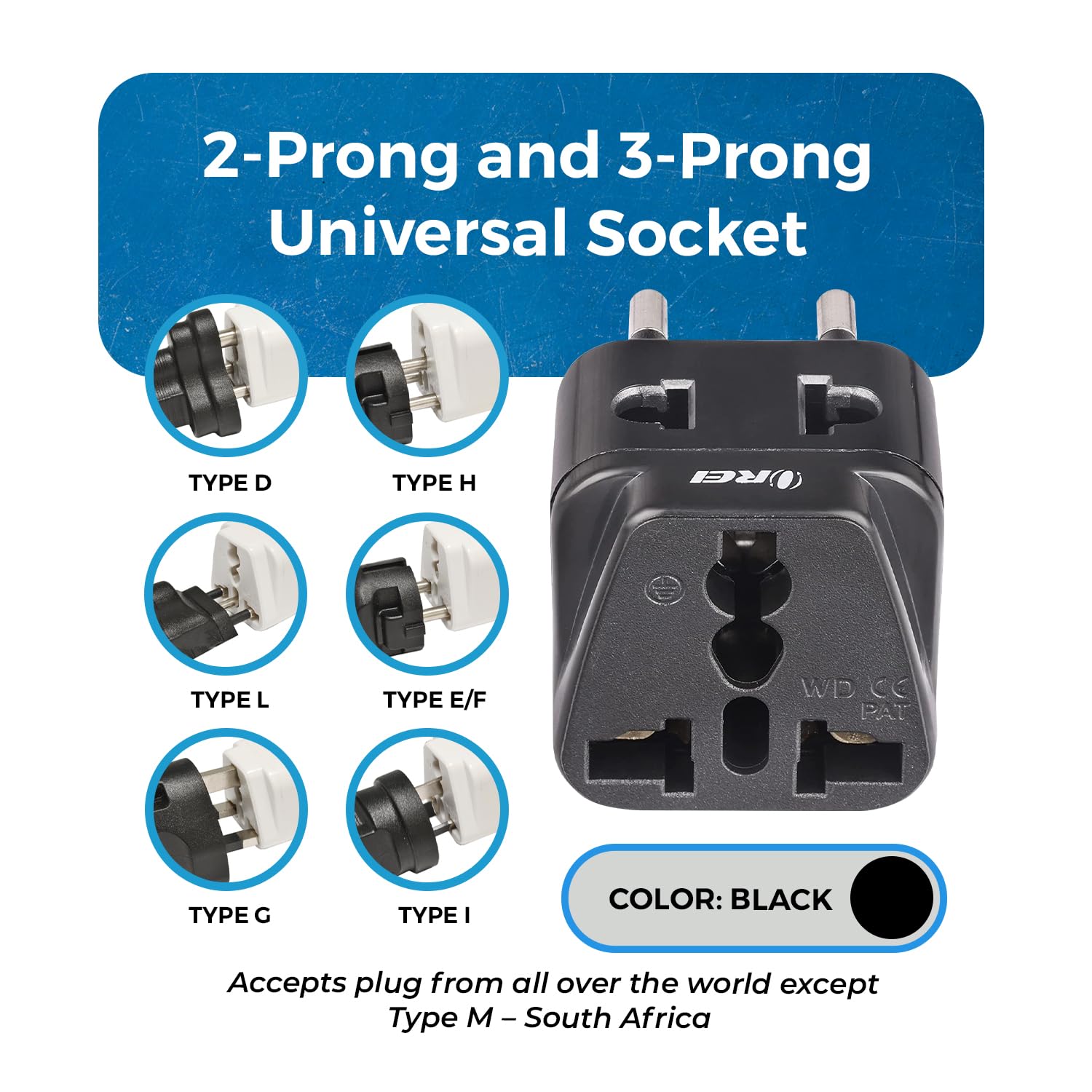 1737878375 OREI European Plug Adapter Russia Turkey More Type C 2 in 1 Perfect for Laptop Camera Charger and More CE RoHS 4 Pack Black 5 Years Warranty