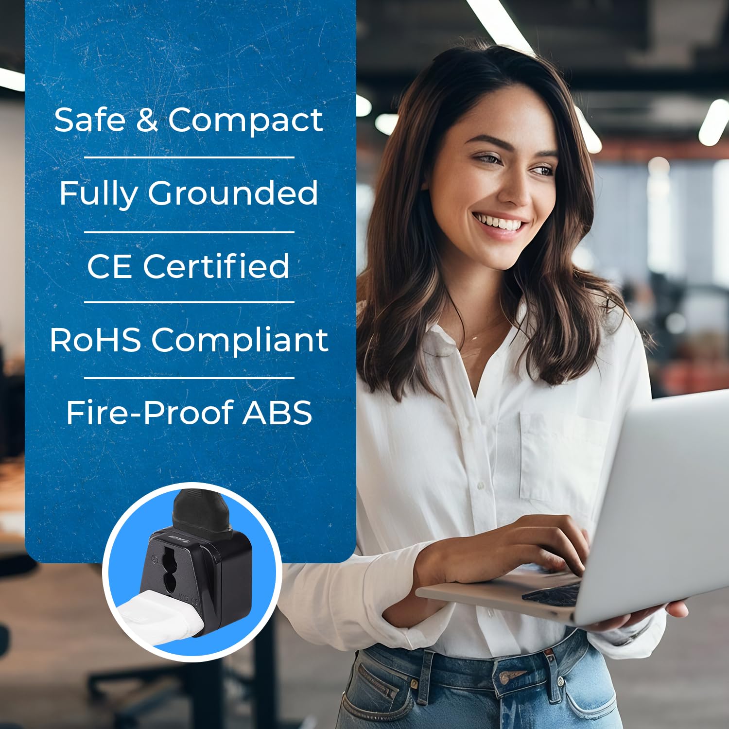 1737878386 OREI European Plug Adapter Russia Turkey More Type C 2 in 1 Perfect for Laptop Camera Charger and More CE RoHS 4 Pack Black 5 Years Warranty