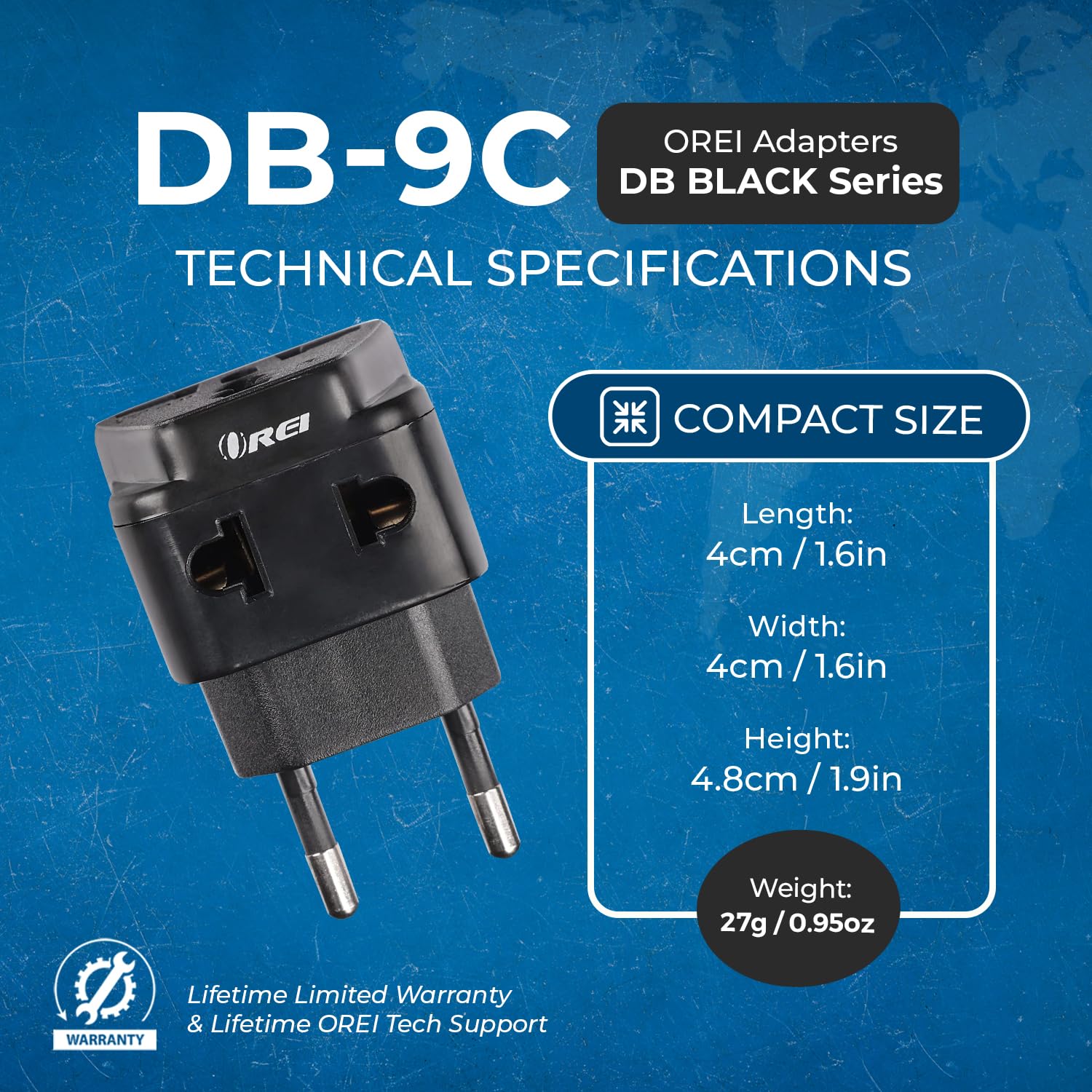 1737878388 OREI European Plug Adapter Russia Turkey More Type C 2 in 1 Perfect for Laptop Camera Charger and More CE RoHS 4 Pack Black 5 Years Warranty