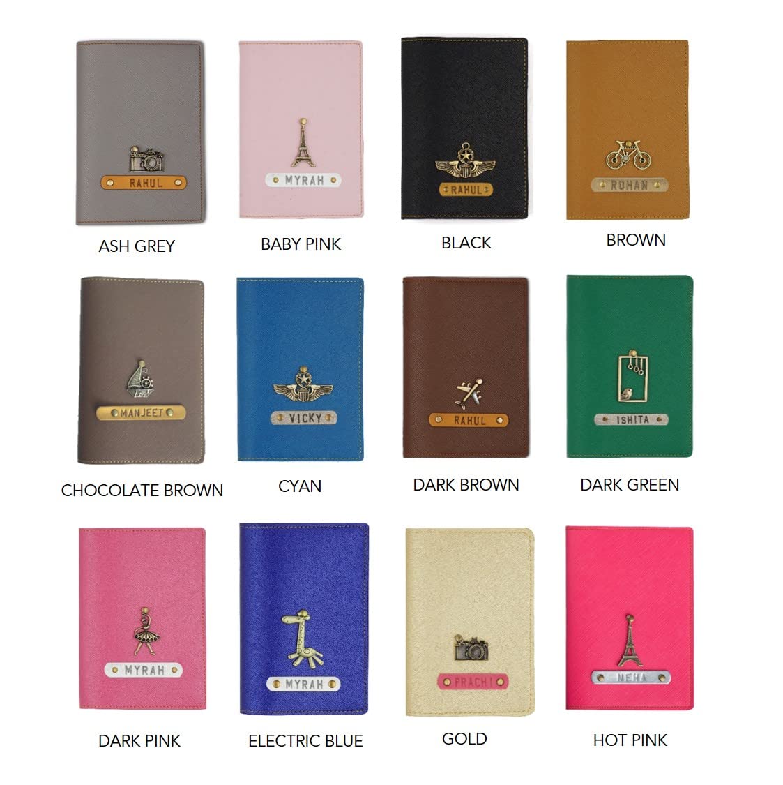 1737964847 The Junket Personalized Passport Holder for Family 4 Pack PU Leather Passport Cover with Customized Name Charm Handcrafted Unisex Gift for Travel