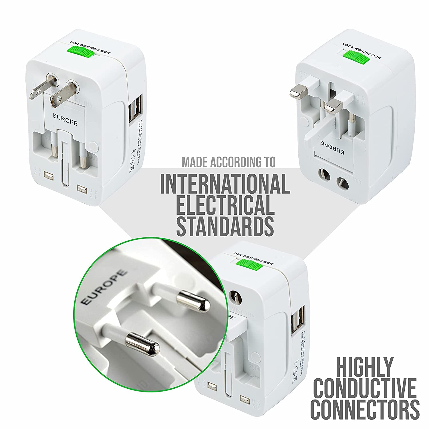 1737965002 SAIFSMART Worldwide Universal All in One Worldwide International Travel Adapter with 125V 6A250V Electrical Protected Plug Travel Adapter with Dual USB