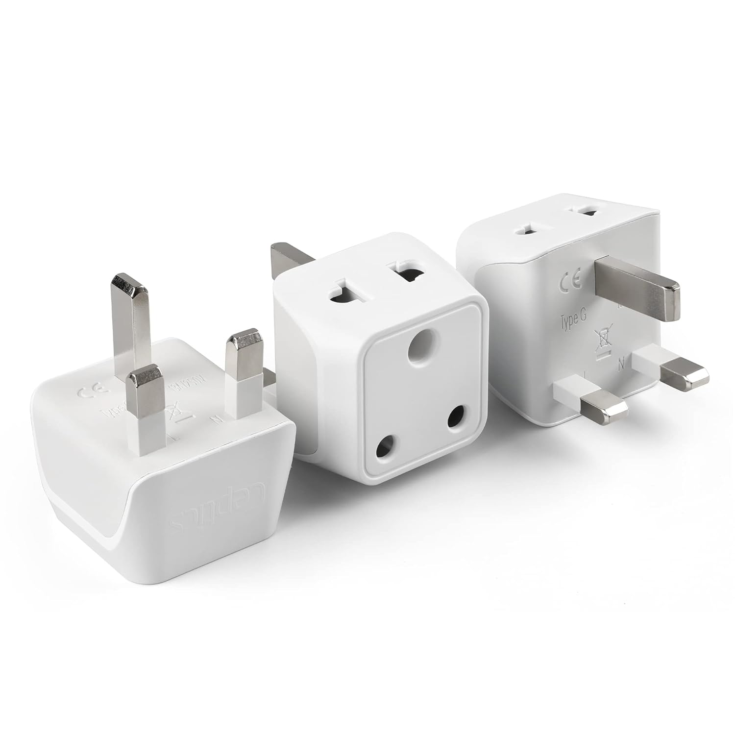 1738311124 Ceptics UK Adapter 2 in 1 India to UK Plug Adapter India to UAE Ireland Adapter Type G CE Certified RoHS Compliant – White 1 Pack Lifetime Limited Warranty
