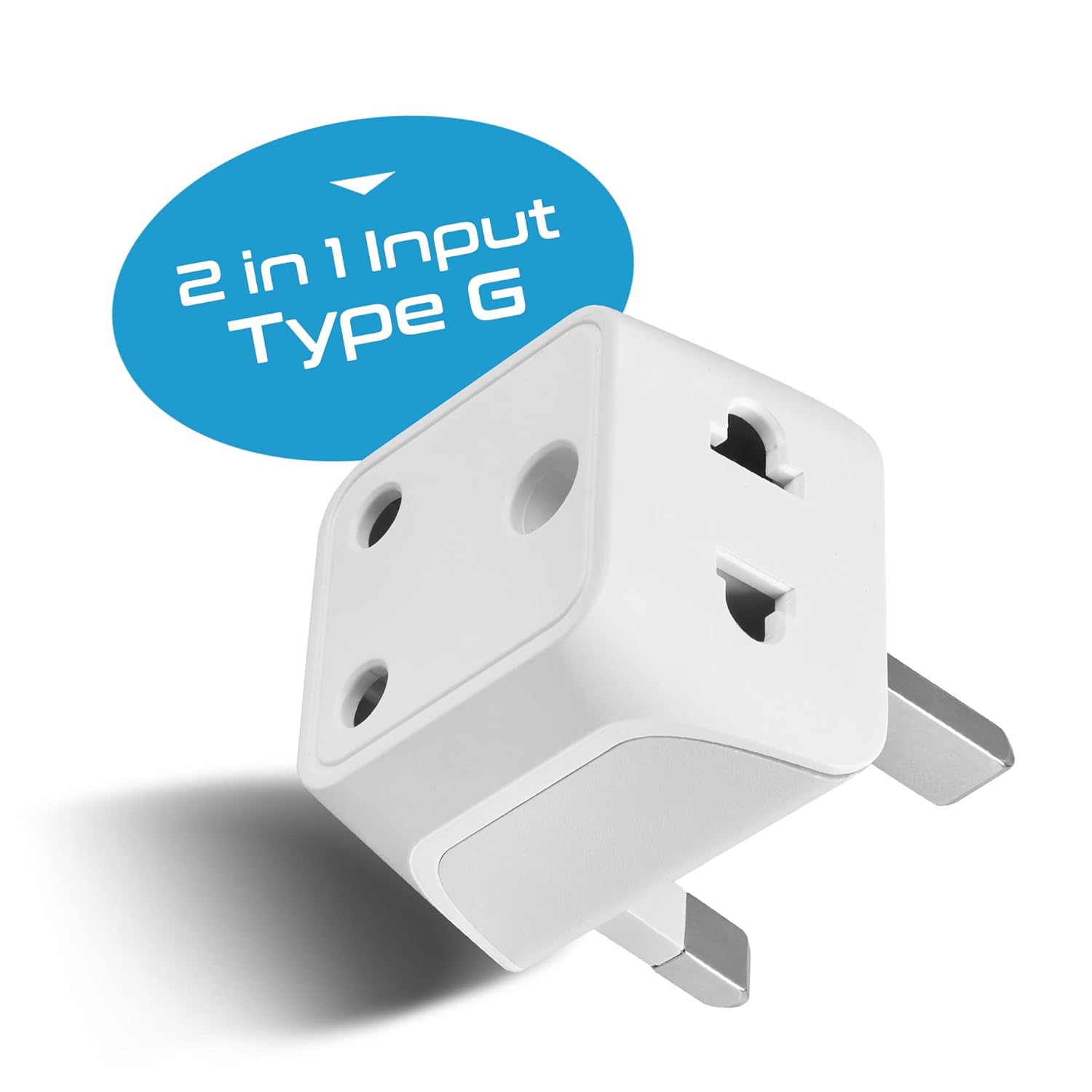 Ceptics UK Adapter 2 in 1 India to UK Plug Adapter India to UAE Ireland Adapter Type G CE Certified RoHS Compliant – White 1 Pack Lifetime Limited Warranty