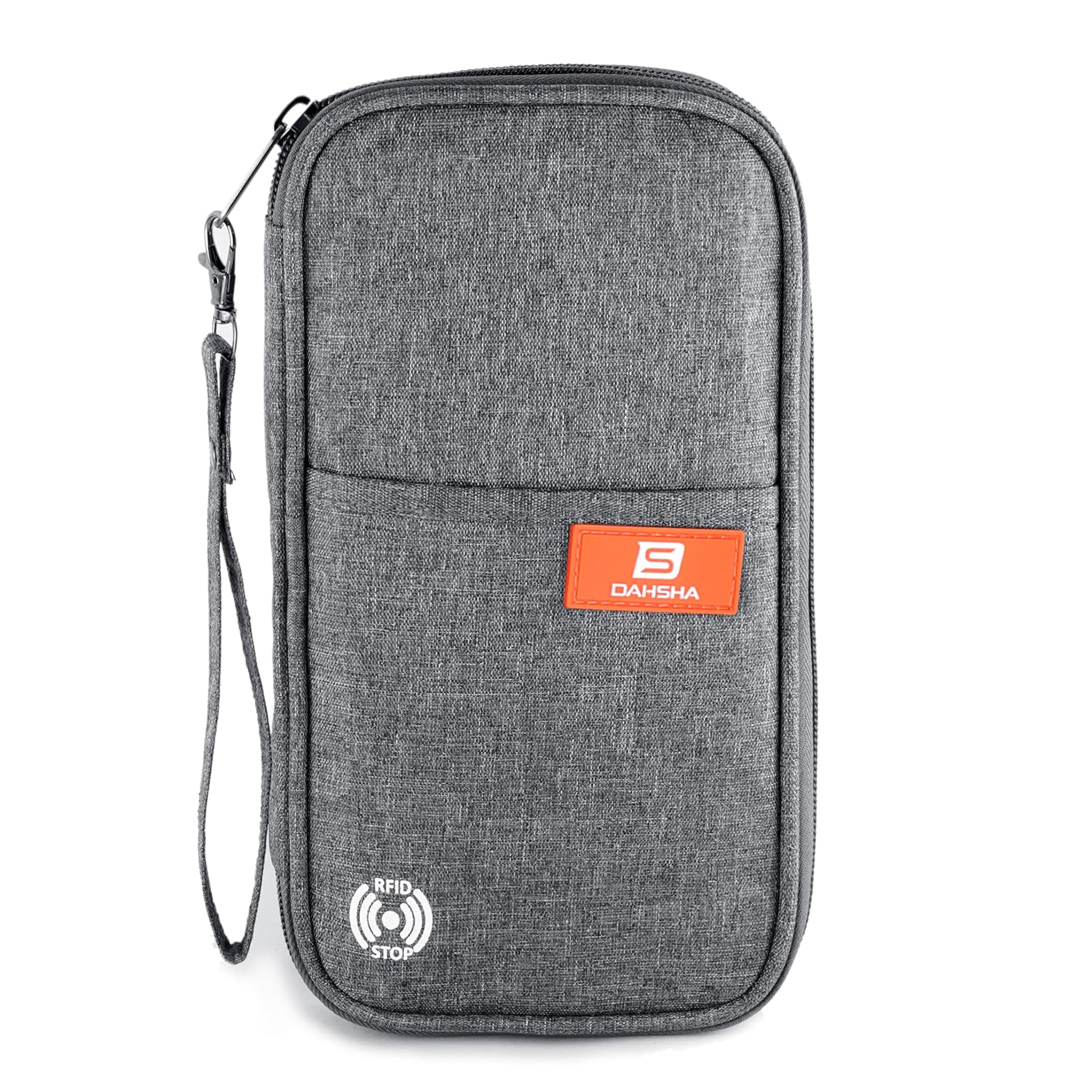 DAHSHA RFID Travel Family Passport Holder Wallet Organizer for Passport DAHSHA RFID Travel Family Passport Holder Wallet Organizer for Passport Credit Debit Bank Card Boarding Pass with Removable Hand Strap for Men and Women (Grey, 13 x 3 x 23 Cm)