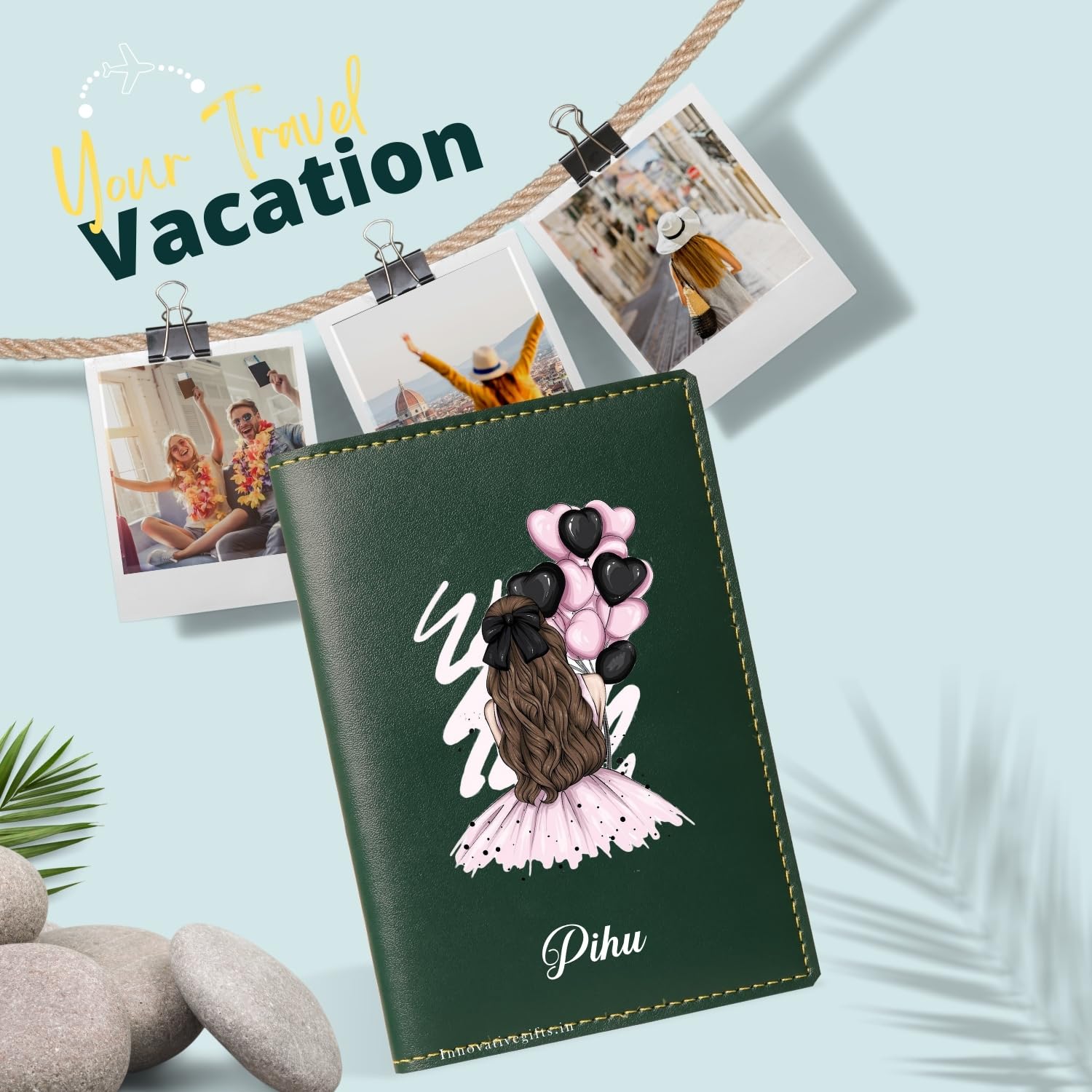 Innovative Gifts Unisex Personalized Printed Passport Cover with Custom Name I Customized PU Leather Unique Travel Accessories Organizer I Classy Stylish Gift for Men Women Kids Olive