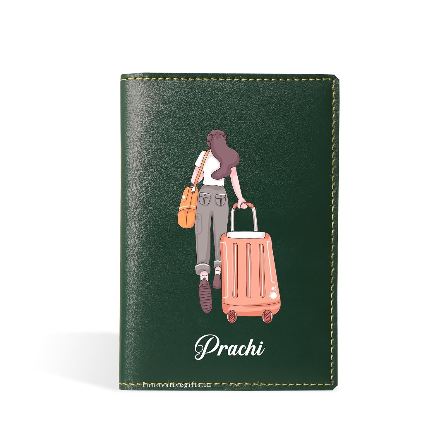 Innovative Gifts Unisex Personalized Printed Passport Cover with Custom Name I Customized PU Leather Unique Travel Accessories Organizer I Classy & Stylish Gift for Men, Women & Kids - Olive