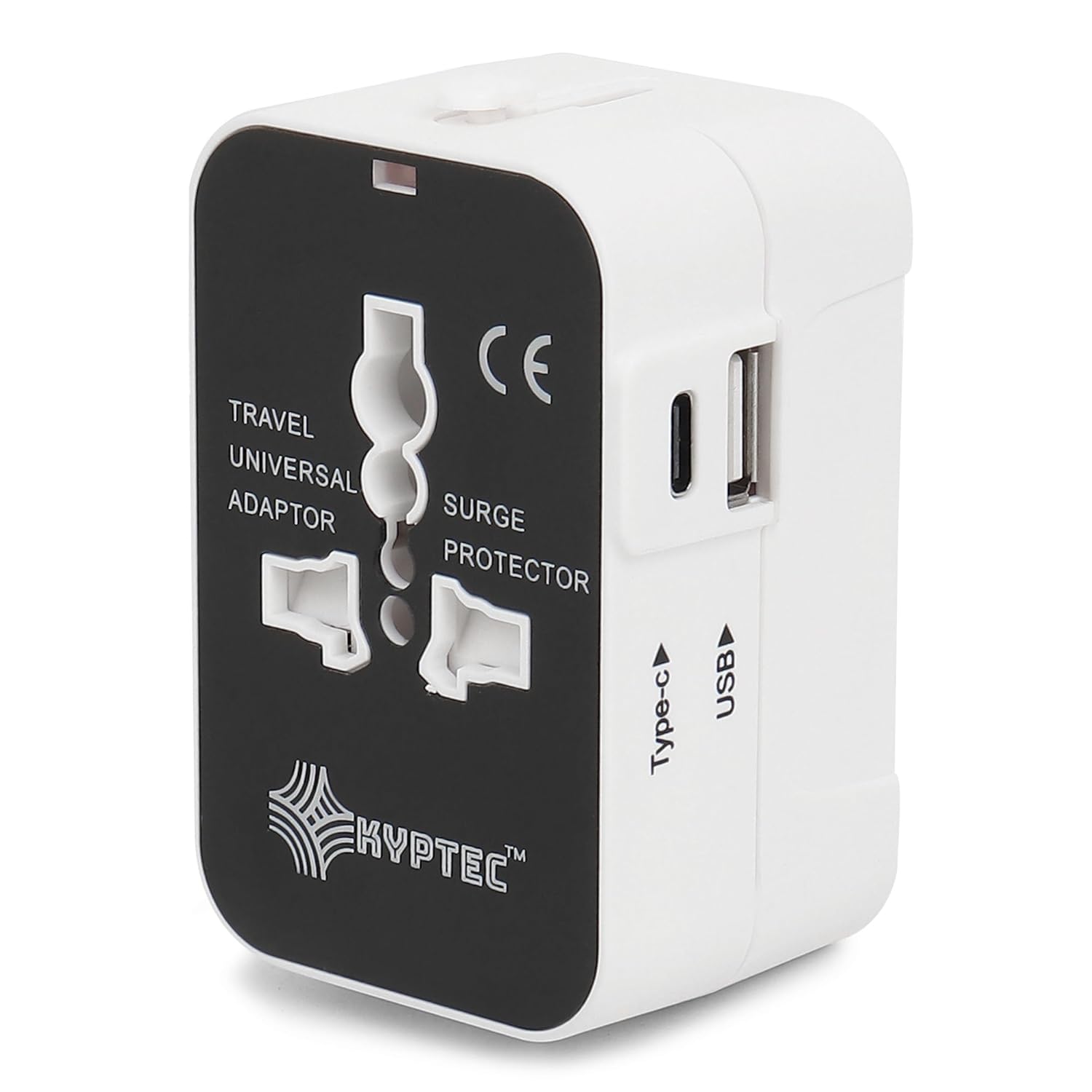 KYPTEC International Travel Adapter | Type-C & USB Ports | International All-in-One Worldwide Universal Charger Adapter | Safety Shutters | Compact | Universal Travel Adapter | White | (215)