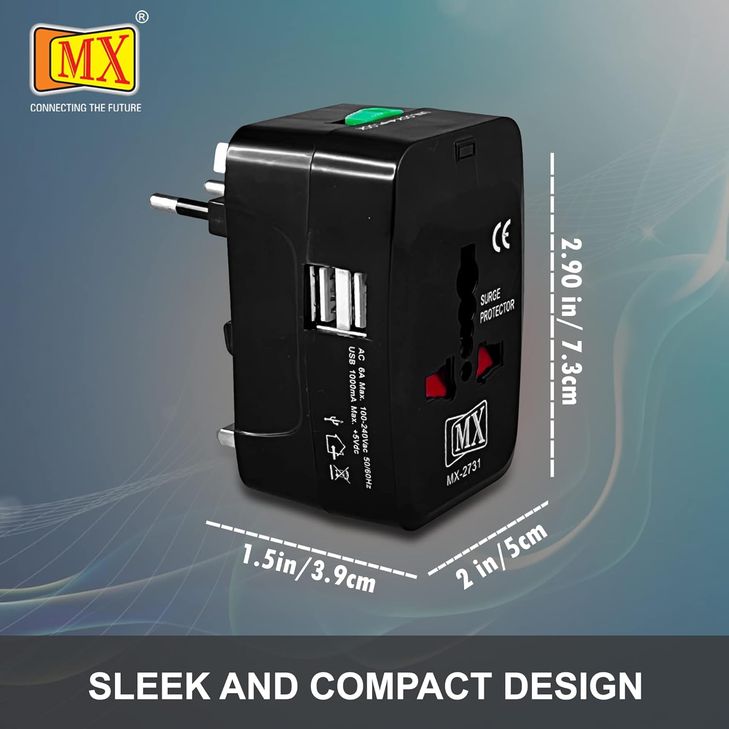 MX Universal Travel Adapter Universal Socket with Multi USB Charger Ports International All in One Travel Charger Adapter