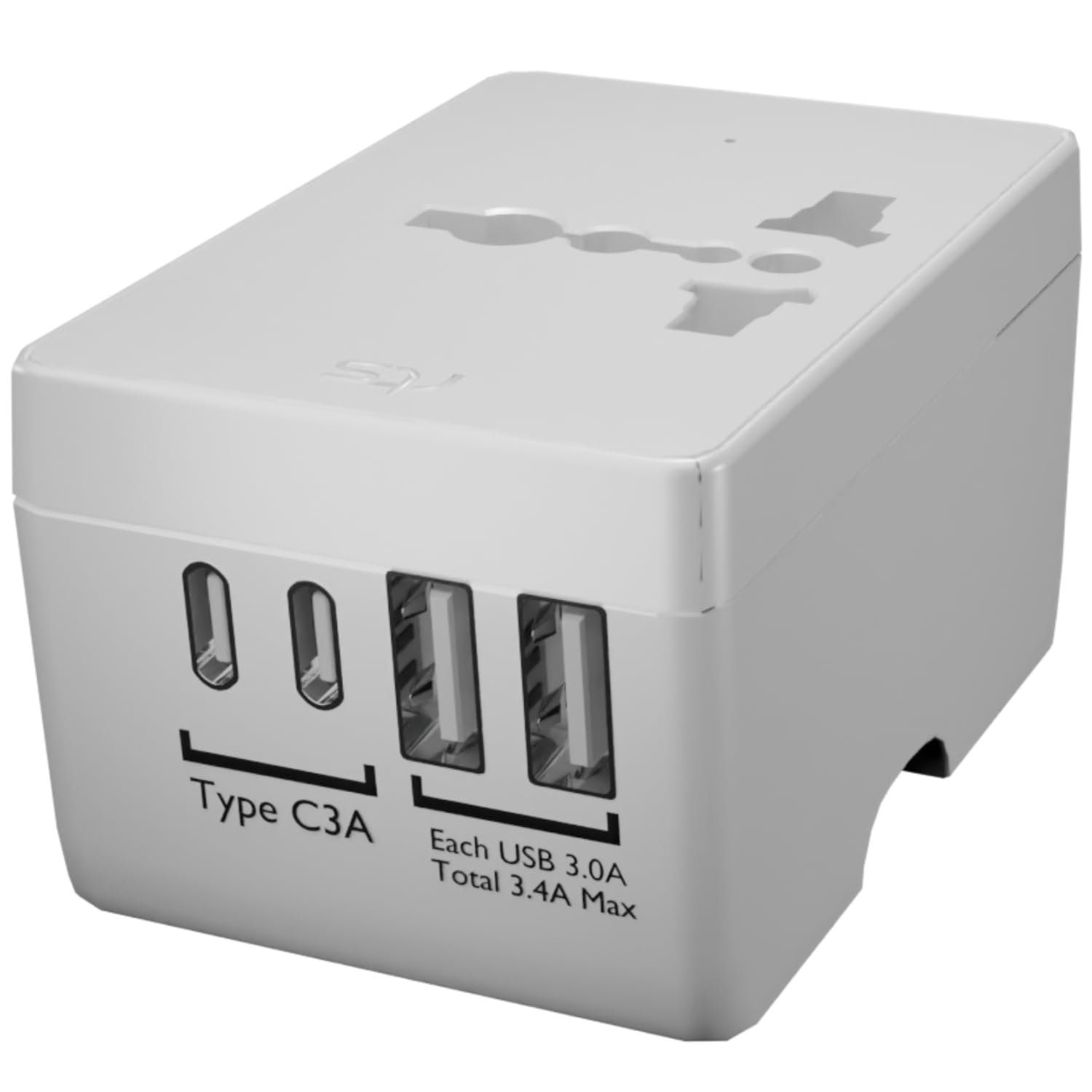 Rts Universal Travel Adapter with (2 Type C+ 2 USB Ports) & AC Outlet, International Plug Adapter Converter, Type C/A/G/I All in One Wall Charger Worldwide Travel Adaptors for US to EU UK AUS Asia
