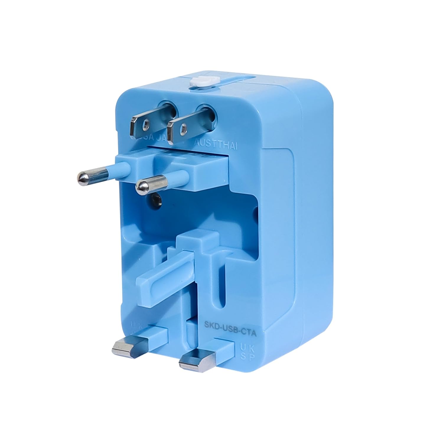 SKADIOO Type C USB C and USB A Universal Travel Adapter and multiplug Combo Three pin Plug Socket 3 in 1 Universal Travel Adapter Multi Plug with Individual Switch Socket Pack of 2