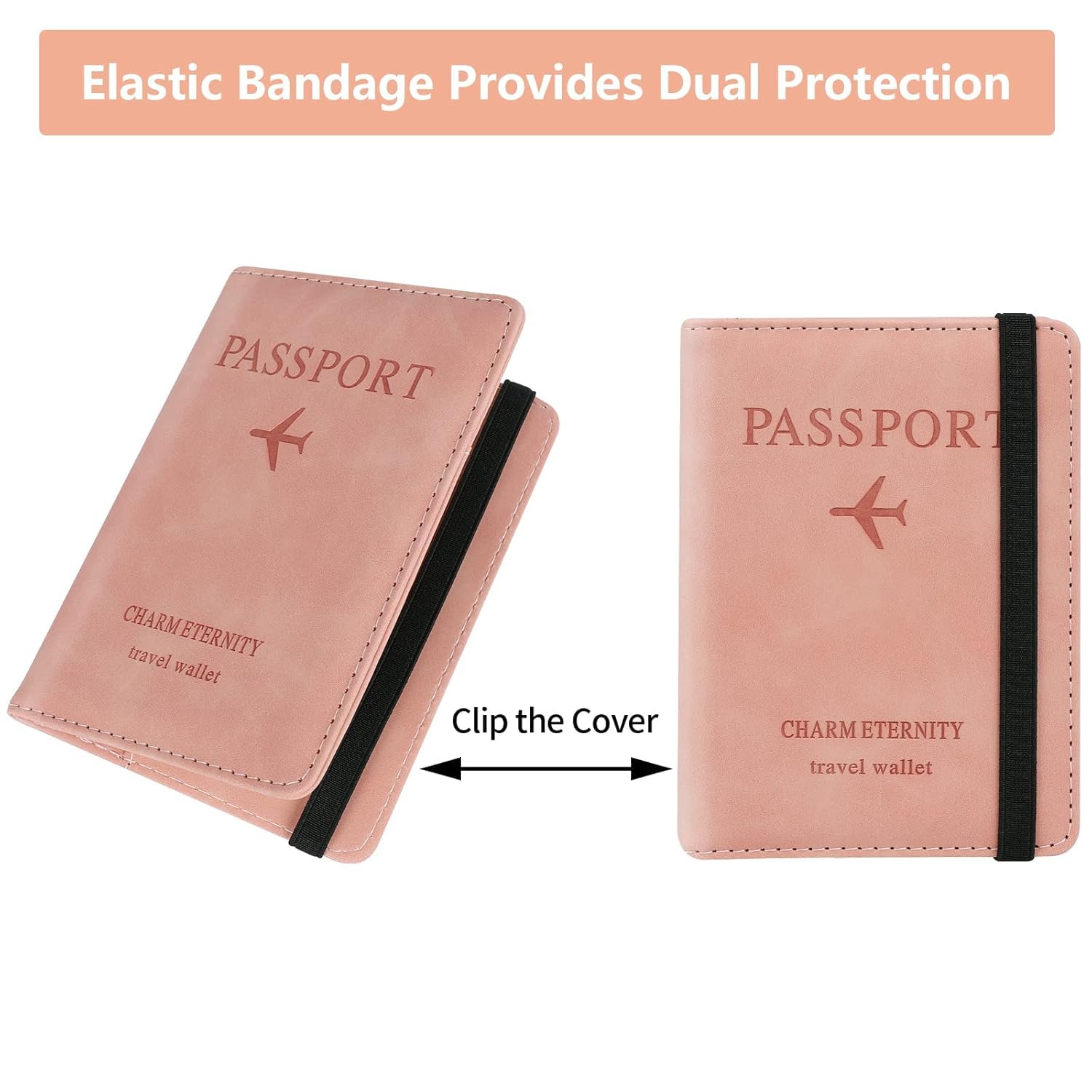 VENI.VICI. Passport Holder Cover Travel Wallet Organizer, Passport Case with VENI.VICI. Passport Holder Cover Travel Wallet Organizer, Passport Case with RFID Blocking, PU Leather Travel Document Holder for Men & Women Travel Accessories (Pack of 1) (Pink)
