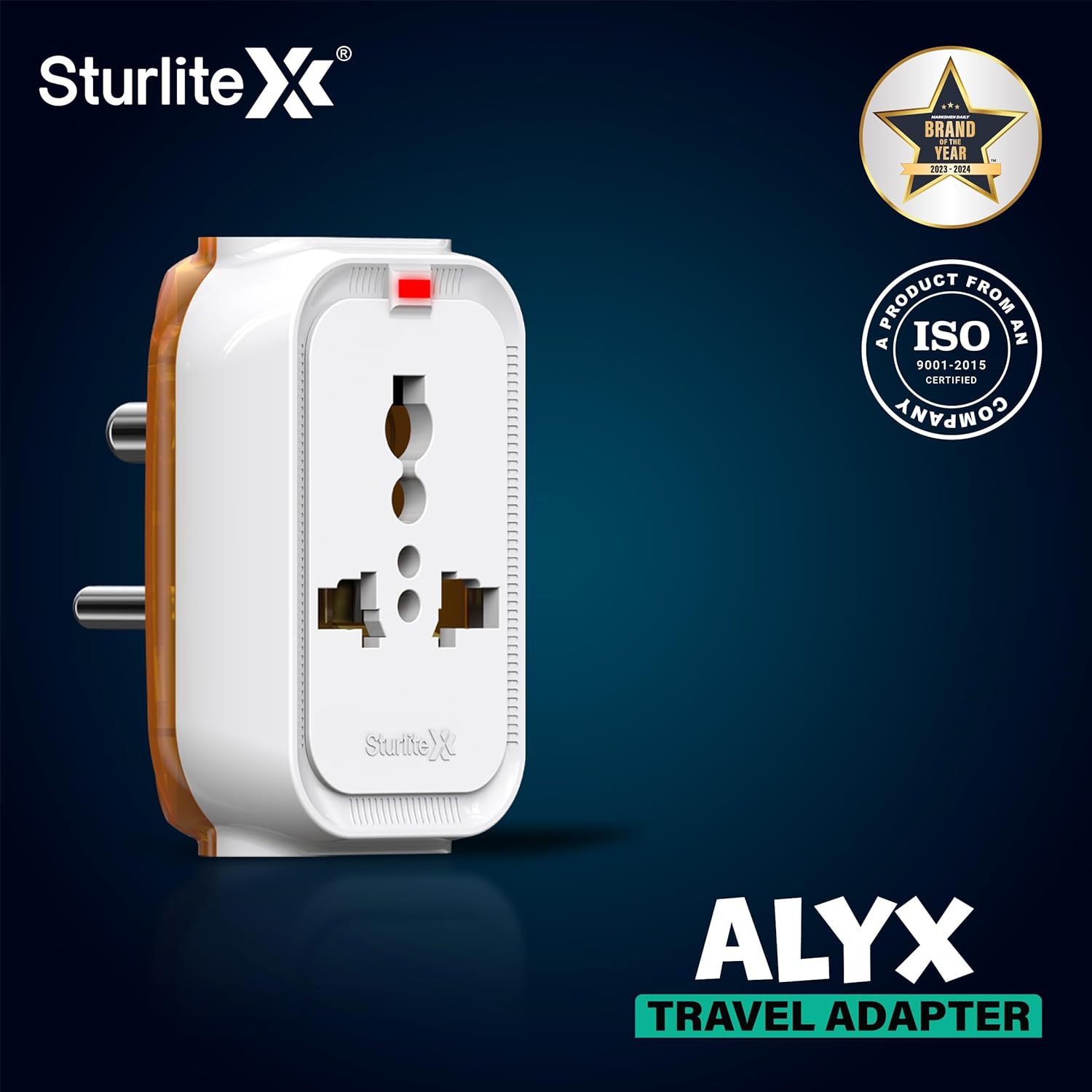 1738484074 Sturlite Alyx 3 Pin Plug Universal AC Travel Adapter ABS Strong Body Socket Pack of 1