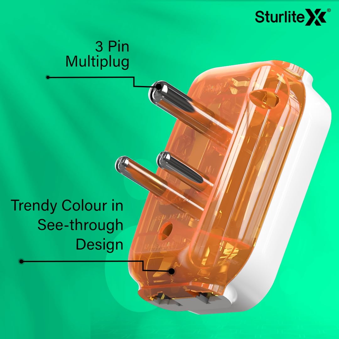 1738484080 Sturlite Alyx 3 Pin Plug Universal AC Travel Adapter ABS Strong Body Socket Pack of 1