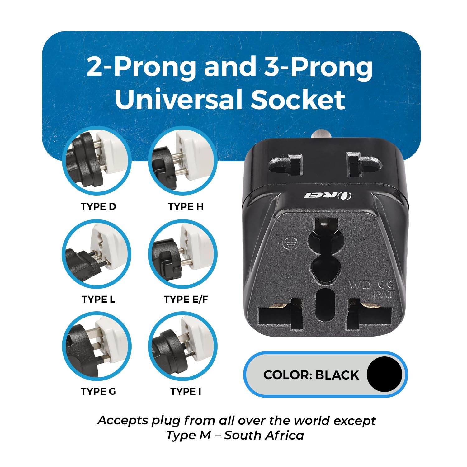 1738918041 OREI India to Canada USA Travel Adapter Philippines Type B Plug 2 in 1 Perfect for Laptop Chargers CE RoHS Black