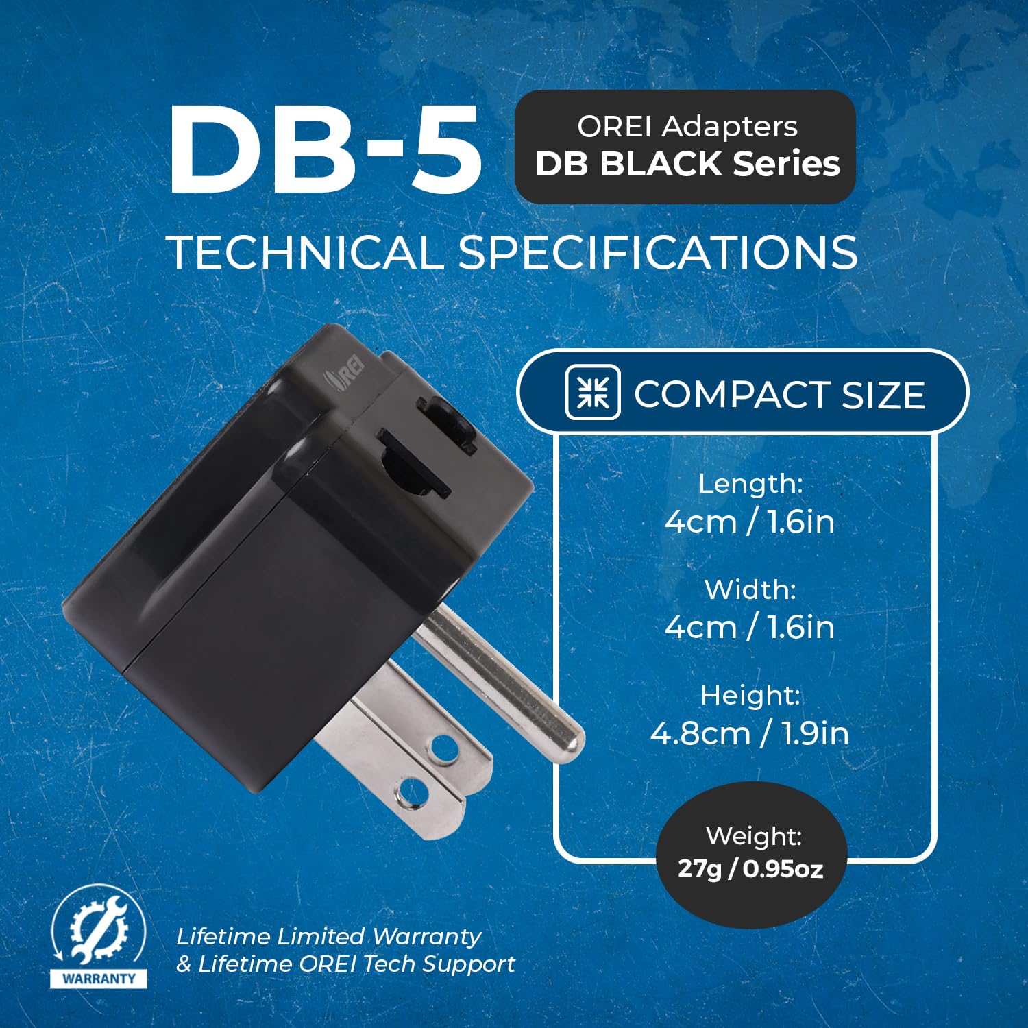 1738918055 OREI India to Canada USA Travel Adapter Philippines Type B Plug 2 in 1 Perfect for Laptop Chargers CE RoHS Black