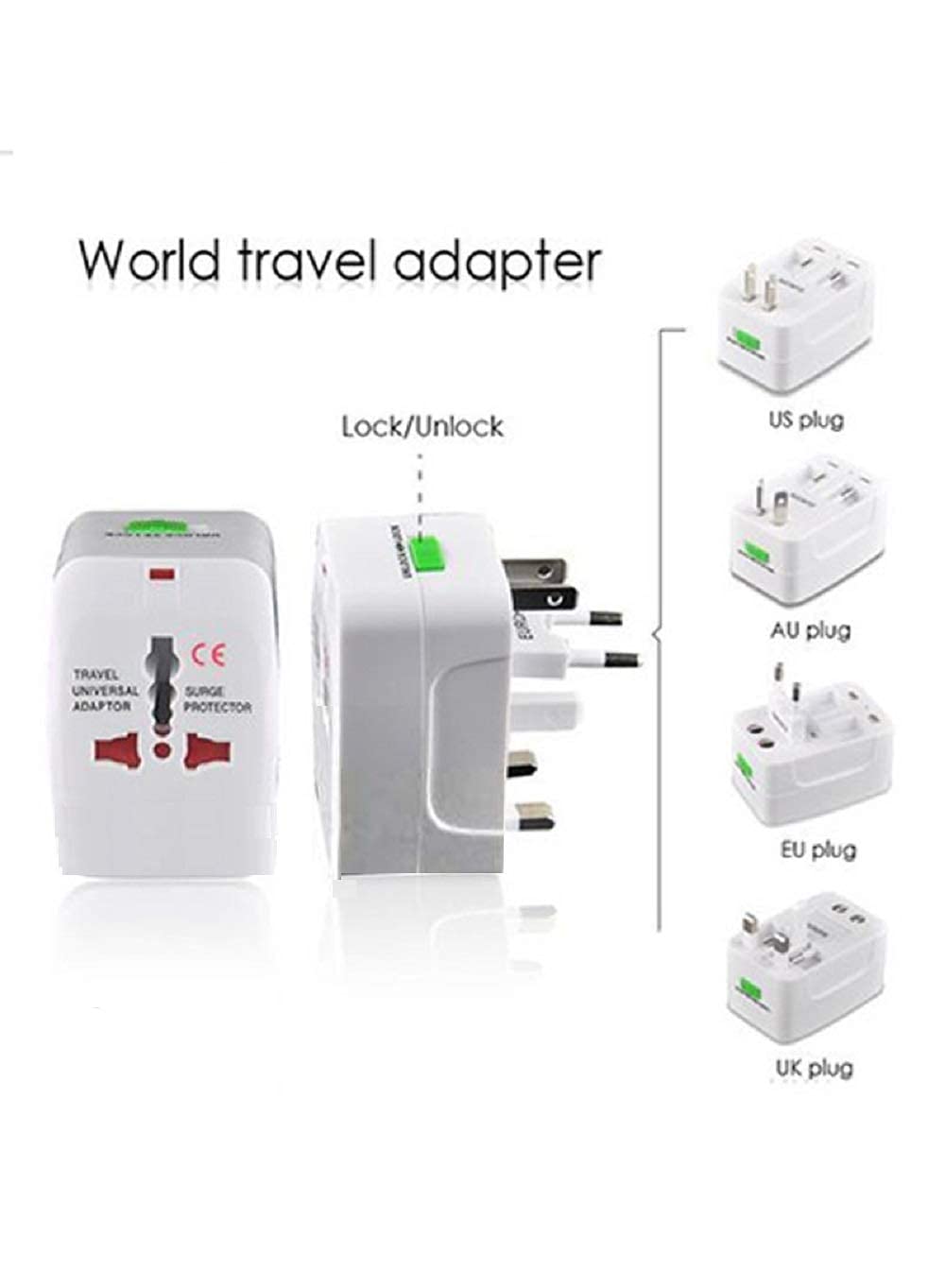 1739004488 Techgadget All in One Universal World Travel AdapterAdaptor Surge Protector Charger Plug for USA Europe United Kingdom Australia China Japan