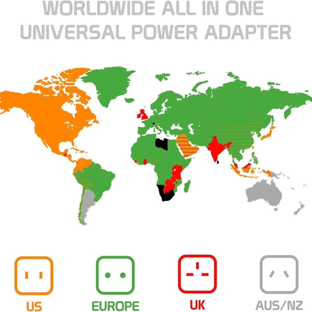 1739354429 Velora Universal Travel Adapter with USB C All in One Worldwide Charger and Power Converter AC Plug Adapter with USB Type C Ports for USA EU UK AUS White