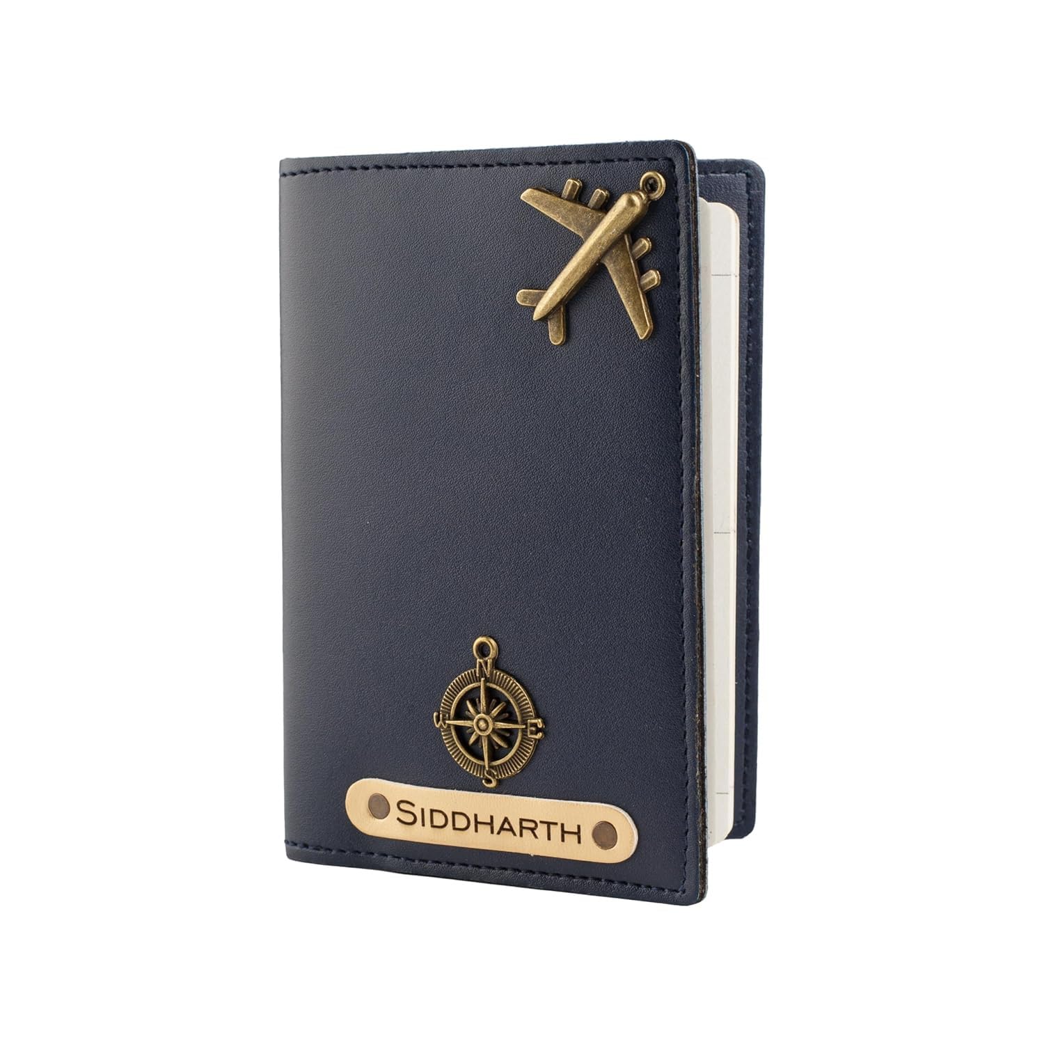 NAVYA ROYAL ART Customised Name & Charm Leather Passport Cover NAVYA ROYAL ART Customised Name & Charm Leather Passport Cover Holder for Men & Women (Blue) | Personalised Birthday Gifts for Men