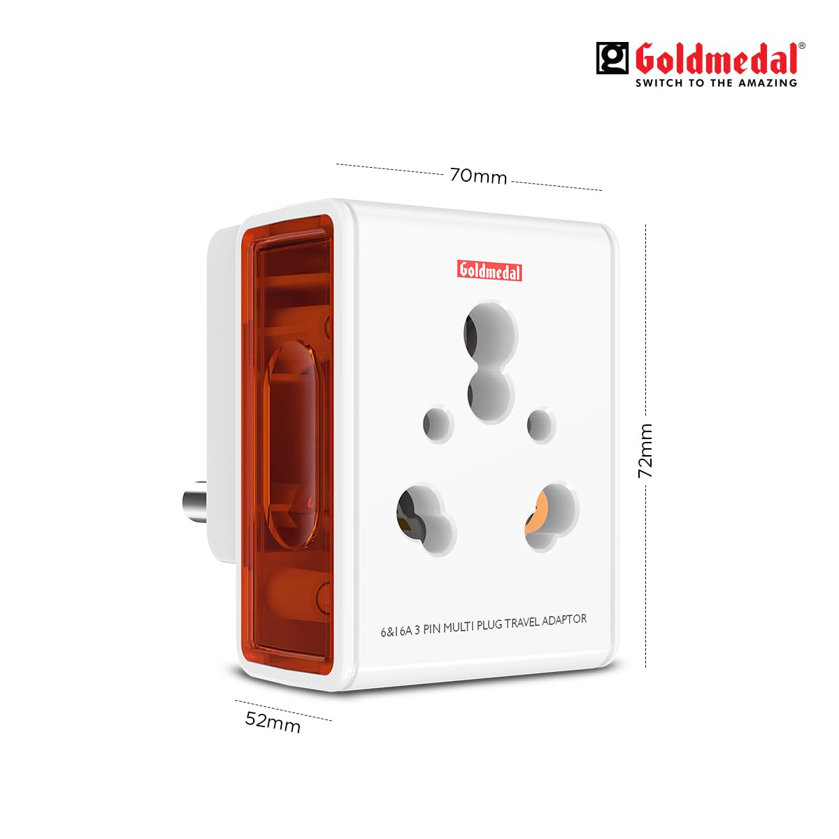 1739613933 Goldmedal 16A i Link 3 Pin Universal Travel Adaptor White Pack of 1 Ideal Travel Companion Durable Reliable