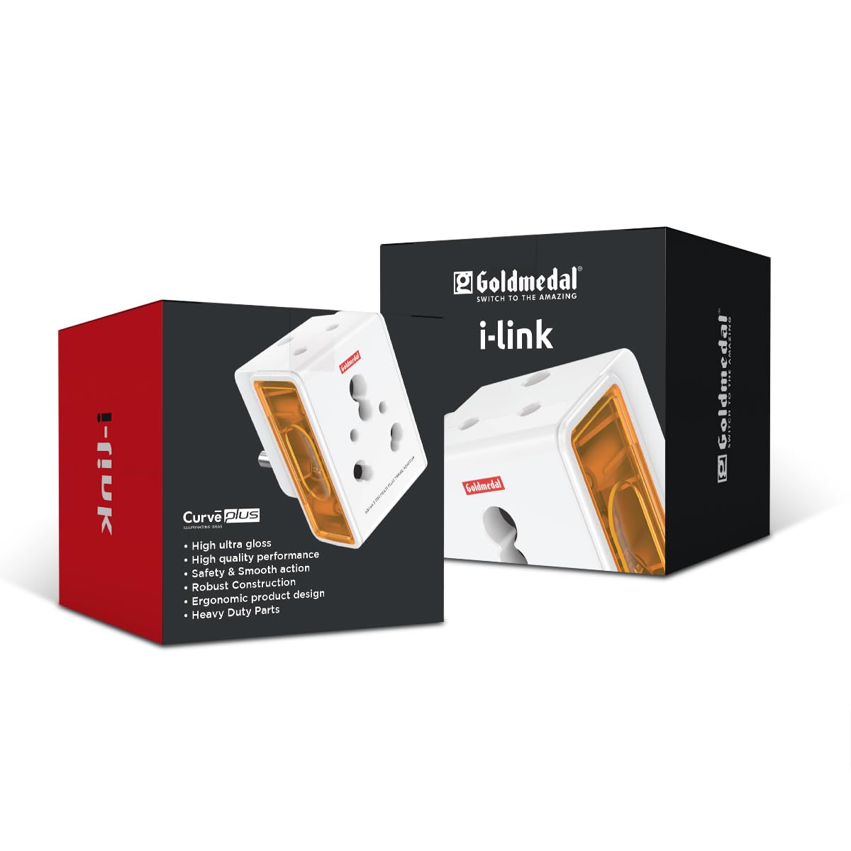 1739613935 Goldmedal 16A i Link 3 Pin Universal Travel Adaptor White Pack of 1 Ideal Travel Companion Durable Reliable