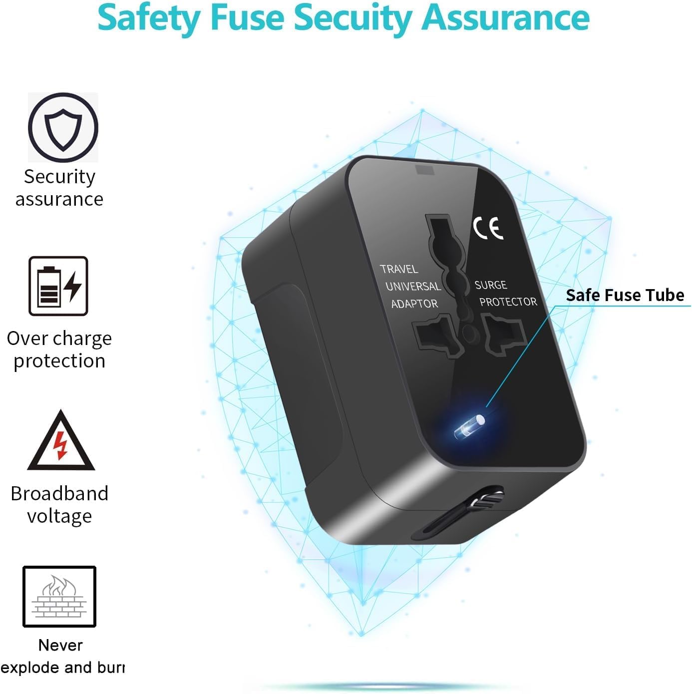 1740419949 Kienlix Universal Travel Adapter with Type C 3 in 1 Universal Adapter Plug Travel Essentials Accessories with 1 USB 1 USB C with 2.4A Travel Adaptor for Phone Laptop Mobile Tablet CUSB