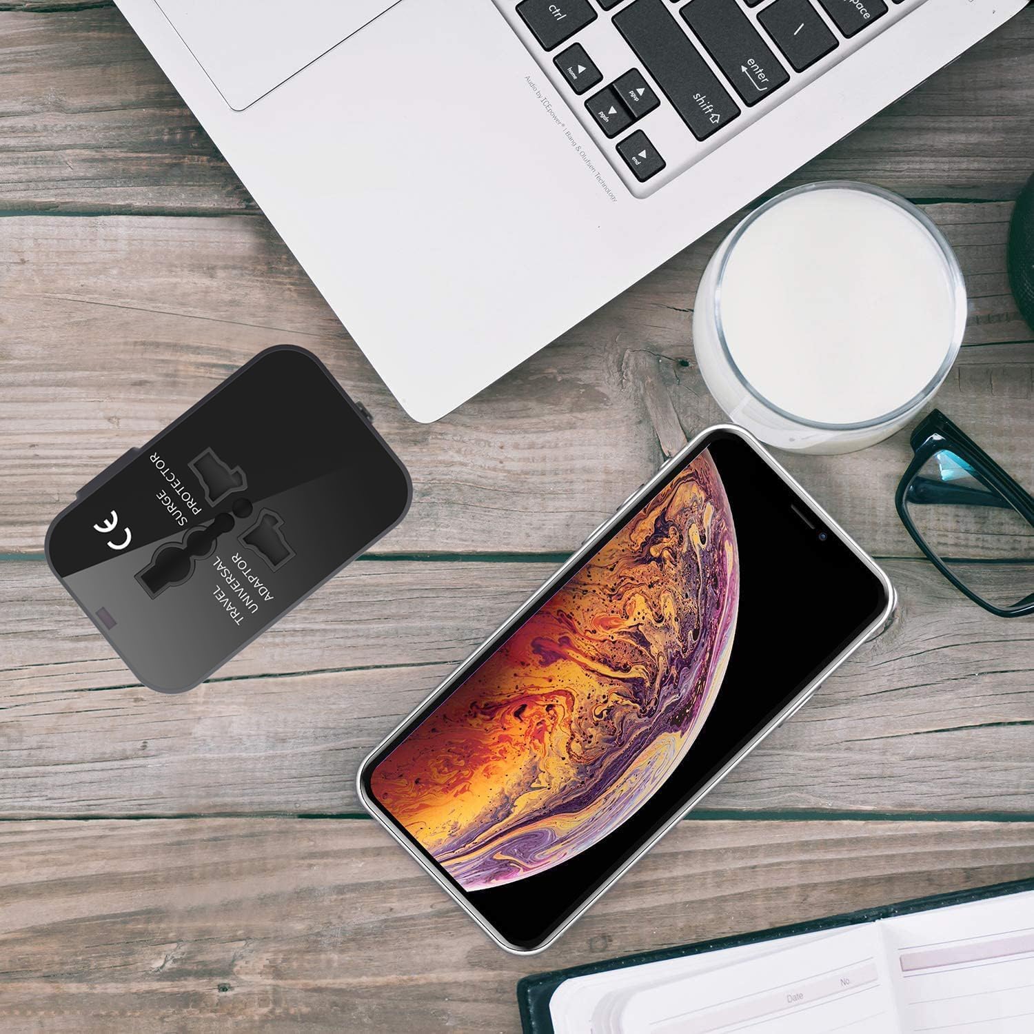 1740419953 Kienlix Universal Travel Adapter with Type C 3 in 1 Universal Adapter Plug Travel Essentials Accessories with 1 USB 1 USB C with 2.4A Travel Adaptor for Phone Laptop Mobile Tablet CUSB