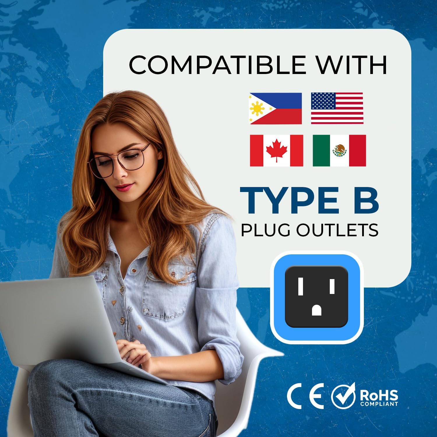 1740592912 OREI USA Travel Adapter Japan Philippines Canada Travel Plug India to USA Converter Plug 2 in 1 Type B Perfect for Laptop Camera Chargers CE RoHS 2 Pack Black 5 Years Warranty