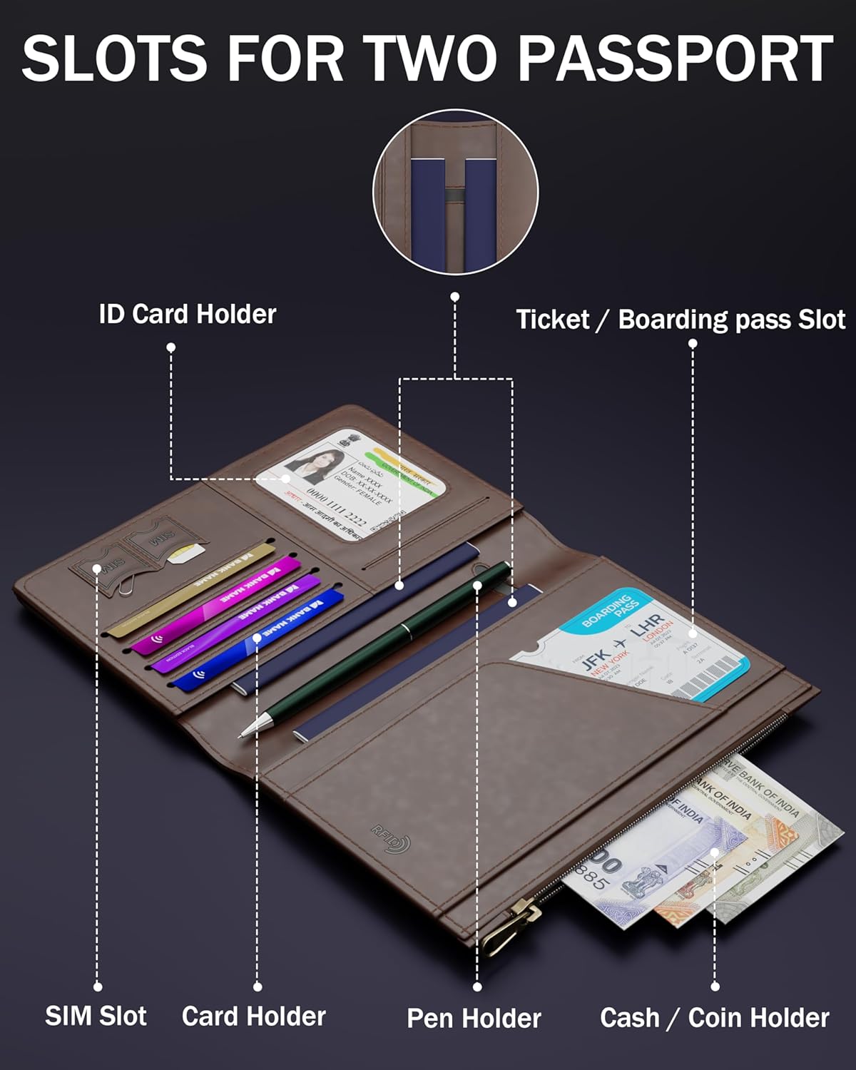 FEDUS-Brown-Faux-Leather-Passport-Holder-for-Men-Passport-Holder-for-Womens-Passport-Cover-Case-Wallet-Boarding-Pass-Slots-RFID-Protected-Travel-Accessories-Organiser.jpg FEDUS Brown Faux Leather Passport Holder for Men Passport Holder for Womens Passport Cover Case Wallet Boarding Pass Slots RFID Protected Travel Accessories Organiser