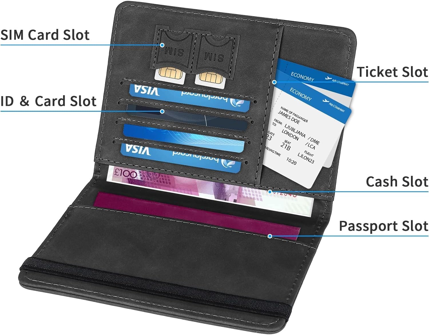 FIMTOWN Premium Passport Holder Cover Travel Wallet Organiser, Passport Case FIMTOWN Premium Passport Holder Cover Travel Wallet Organiser, Passport Case with PU Leather Travel Document Holder for Men & Women Travel Accessories (Black)