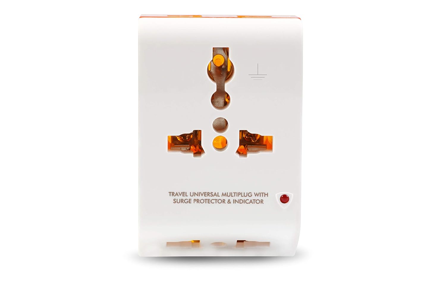 GM 3012 3 Pin Travel Universal Multi Plug Adaptor with Surge Protector and Indicator White Pack of 1