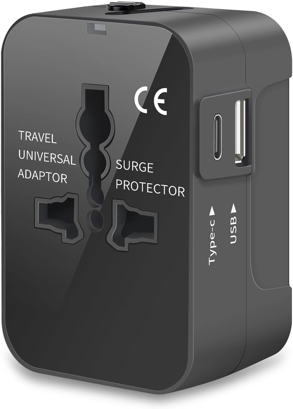 Kienlix Universal Travel Adapter with Type C, 3 in 1 Universal Adapter Plug, Travel Essentials Accessories with 1 USB, 1 USB-C with 2.4A, Travel Adaptor for Phone, Laptop, Mobile, Tablet (C+USB)