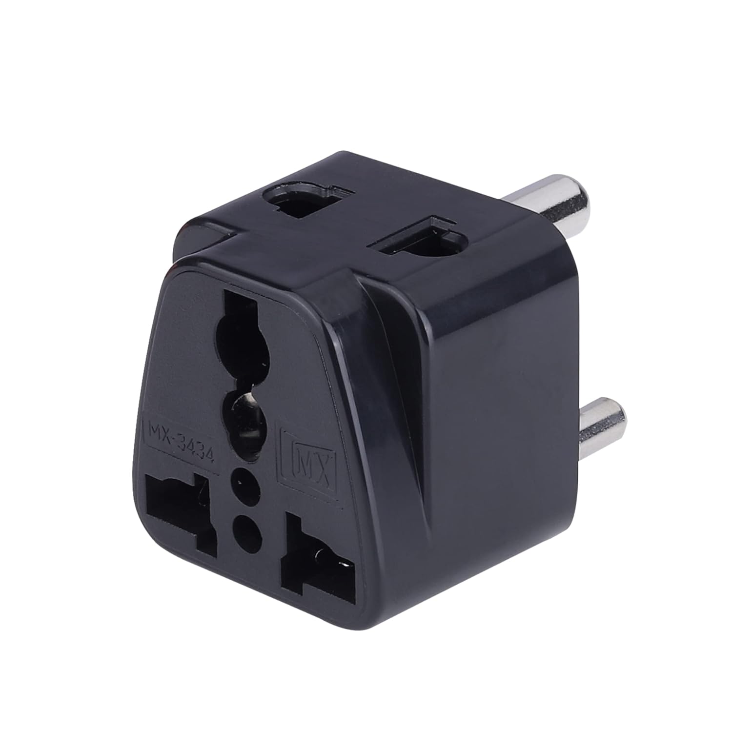 MX Universal Travel Adapter (Type D) World USA, UK, China MX Universal Travel Adapter (Type D) World USA, UK, China & More to India 2 in 1 Conversion Plug for Home and Official use - Black