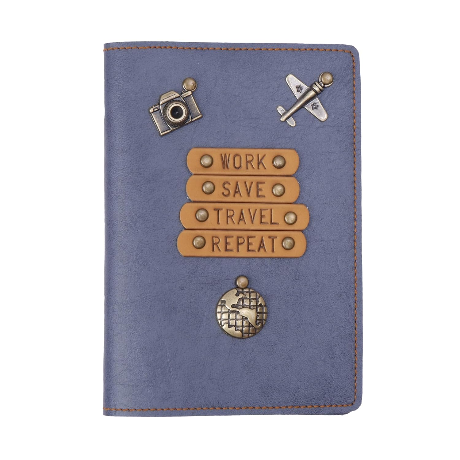 The Junket Elegant 'Work Save Travel Repeat' Quote Passport Cover The Junket Elegant 'Work Save Travel Repeat' Quote Passport Cover with PU Leather Finish- Travel Passport Holder for Men & Women (Grey)