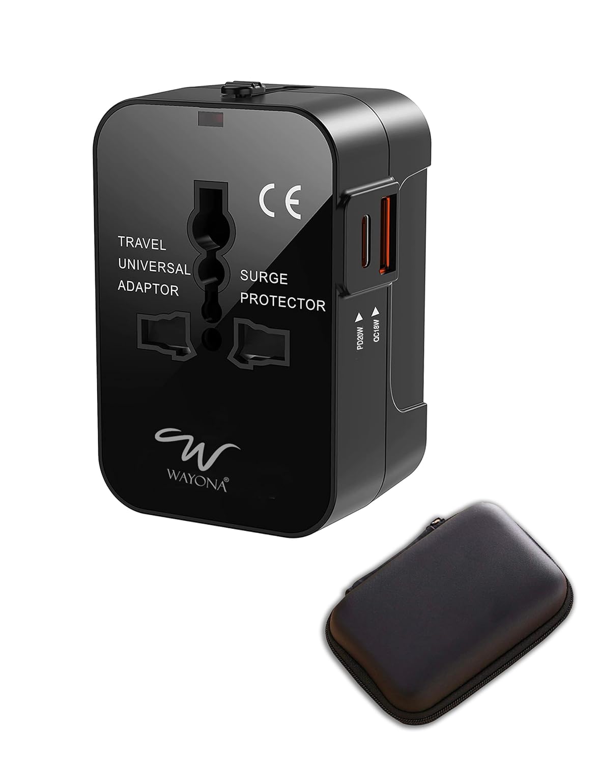 Wayona 38W Universal Travel Adapter with Type C & USB A International Travel Adapter, Portable Plug Socket, USB A QC 3.0 18W,Type C PD 20W, 3A Max Fast Charging Worldwide Travel Adapter