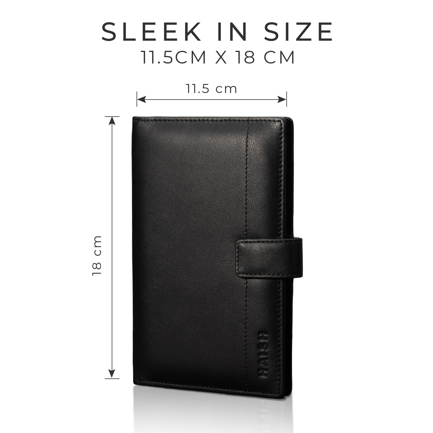 1740852152 HAISH Passport Holder Genuine Leather Travel Organizer with RFID Protection Carry Multiple Cards Boarding Pass Passport and Currency Modern Minimalist Design PS2S Jade Black