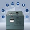 1741284610 Universal Charger Adapter Type C 2 USB Ports 15W International Universal Travel Adapter All in One Travel Charger Adapter for US UK Europe AU Worldwide AC Outlet Plugs Adapters Model 3