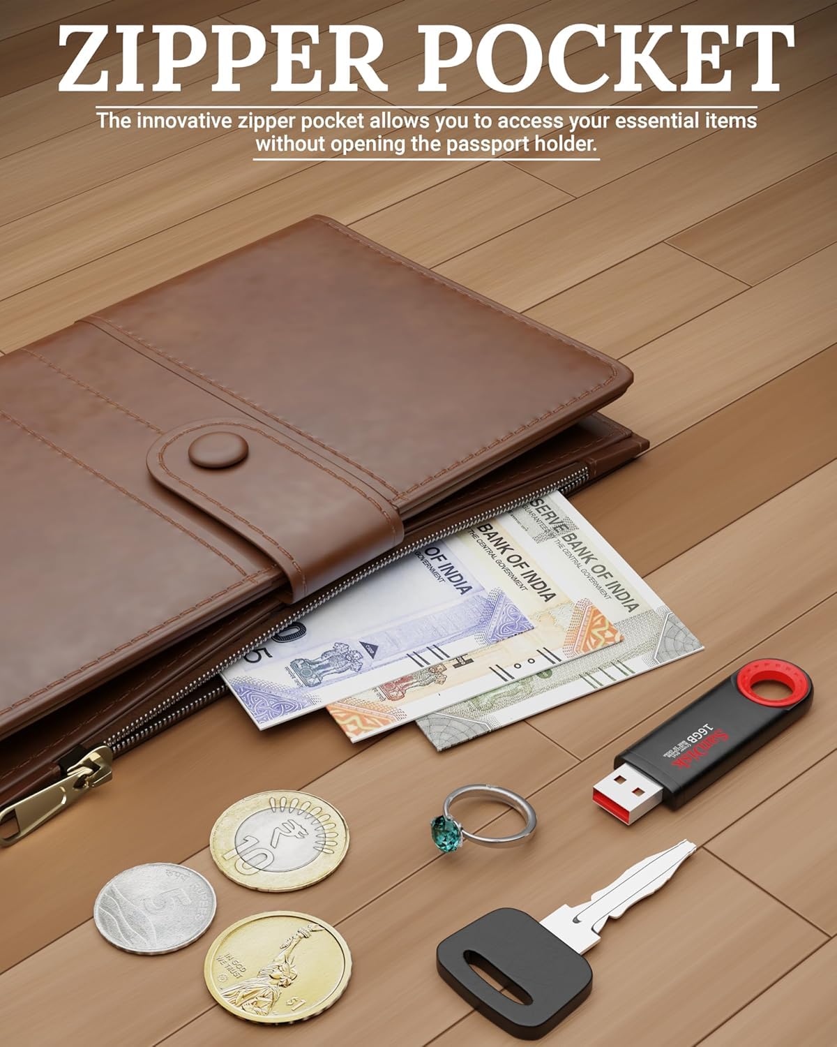 1741370915 FEDUS Premium Passport Holder for Men Passport Holder for Women Passport Cover Case Wallet with Card Holder RFID Protected Travel Accessories Organiser Brown Faux Leather