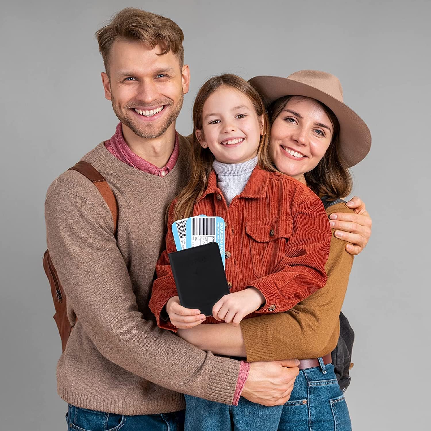 1742841135 REWOP Passport Cover RFID Blocking PU Leather Travel Passport Holder Cover Travel Wallet Organiser Passport Case Travel Document Organiser for Men Women 14.8 X 11CM Jet Black